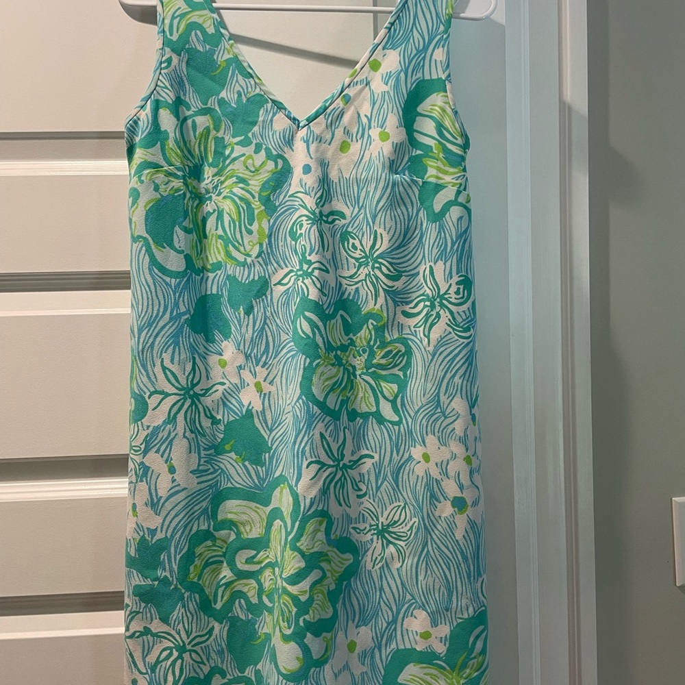 Lilly Pulitzer Blue and Green Floral Dress